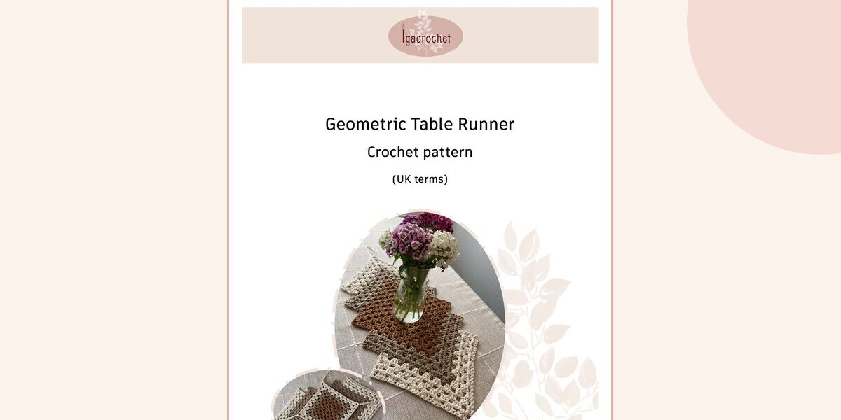 Geometric Granny Square Table Runner Crochet Pattern – PDF + Video