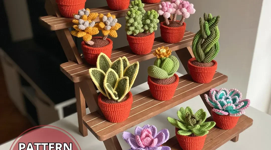 12-in-1 Crochet Succulent Pattern Bundle – 3D Pot Plant PDF