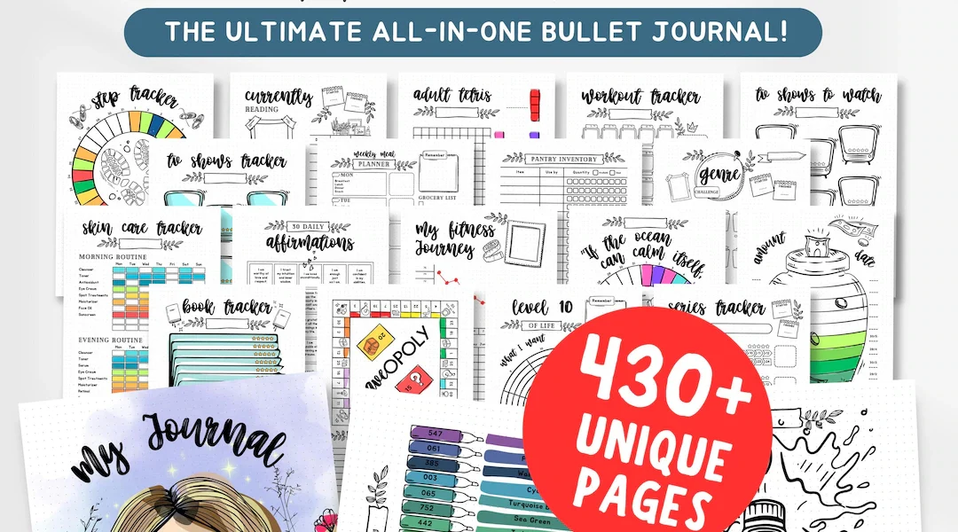 2026 Journal Planner Bundle – 430+ Premade Bullet Journal PDF