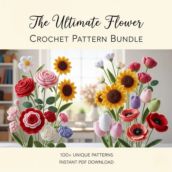 100 Crochet & Knit Flower Patterns – Floral Applique & Motif PDF