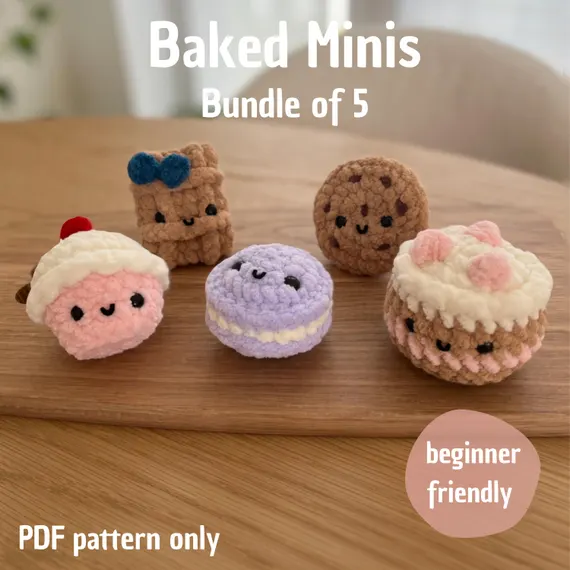 5-in-1 Cute Baked Minis Crochet Pattern Bundle