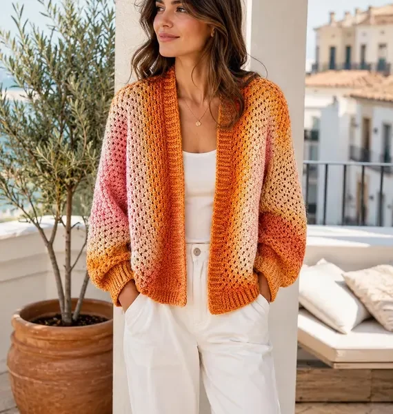 Chunky Hexagon Cardigan Crochet Pattern – Size Inclusive XS-5XL