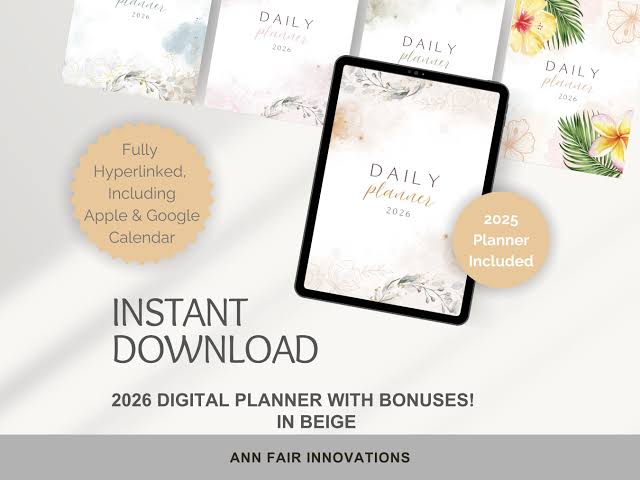 2026 Digital Planner Beige – 40,000+ Hyperlinks Goodnotes