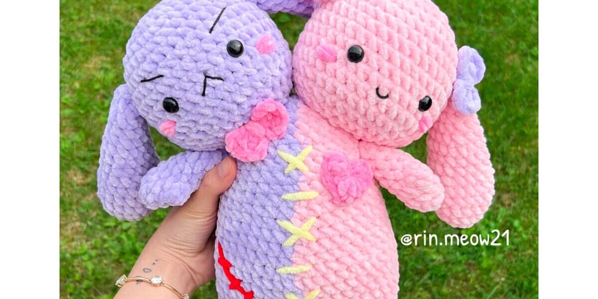 Two-Headed Plushie Crochet Pattern – Bunny & Bear PDF